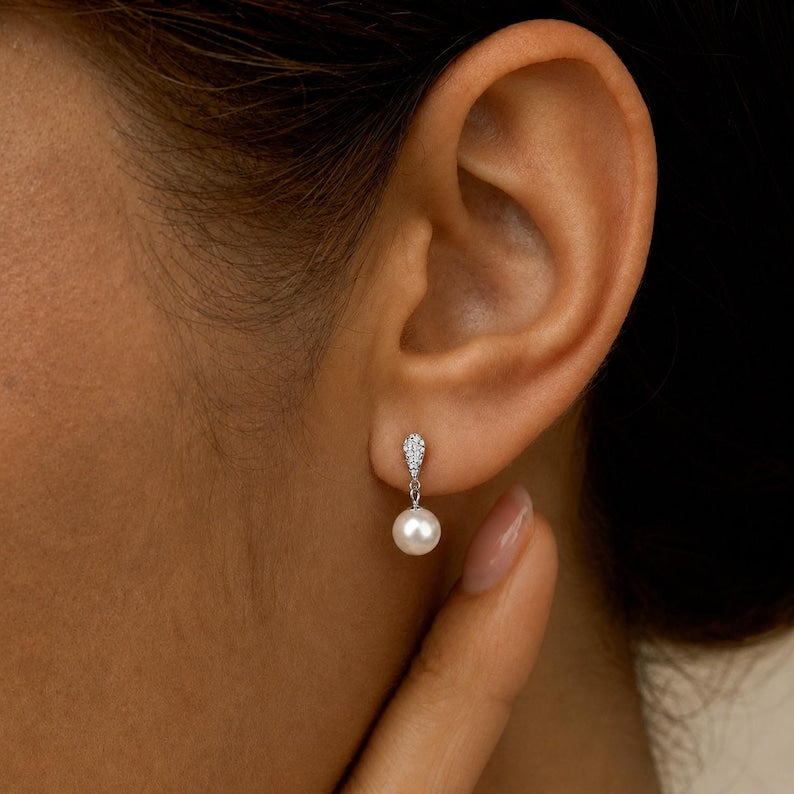 925 Sterling Silver Pearl Drop Earrings