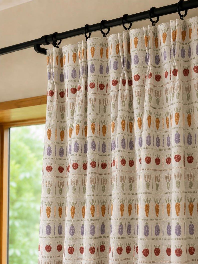 Jacquard Curtain Panel Linen Blend Farmhouse Striped Sage Green