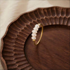Baroque freshwater pearl ring, gold-tone stainless steel band, minimalist natural pearl jewelry