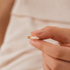 Baroque freshwater pearl ring, gold-tone stainless steel band, minimalist natural pearl jewelry