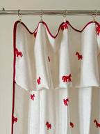 Red Horse Embroidery Linen-Blend Curtain – Café and Window Curtain