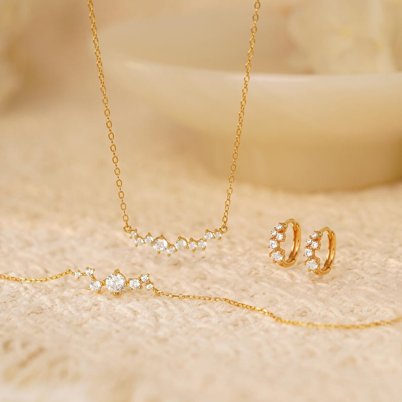 Dainty Diamond Hoop Huggie Earrings, 925 Sterling Silver, Gold or Silver Finish, 9mm Inner Diameter, Women's Classic Hoop Earrings, Sold as Pair