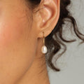Gold-plated freshwater pearl drop earrings, minimalist-style pendant jewelry