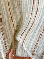 Woven striped curtains, blue-rust/cream, bohemian style