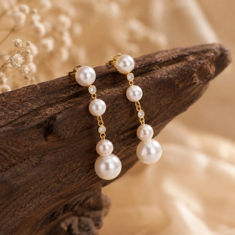 925 Sterling Silver Cubic Zirconia and Shell Pearl Drop Earrings (57mm Long)