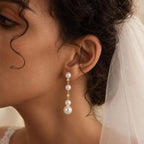 925 Sterling Silver Cubic Zirconia and Shell Pearl Drop Earrings (57mm Long)