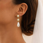 Gold-plated pearl drop earrings – Jewelry (length 5.6 cm)