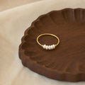 Baroque freshwater pearl ring, gold-tone stainless steel band, minimalist natural pearl jewelry