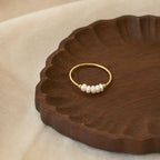 Baroque freshwater pearl ring, gold-tone stainless steel band, minimalist natural pearl jewelry