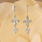 Floral diamond drop earrings, simple gold hook-style earrings